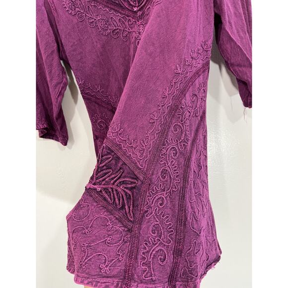 Boho Renaissance Inspired Peasant Tunic Top XL Cottagecore Folk Festival Artsy - Picture 10 of 15